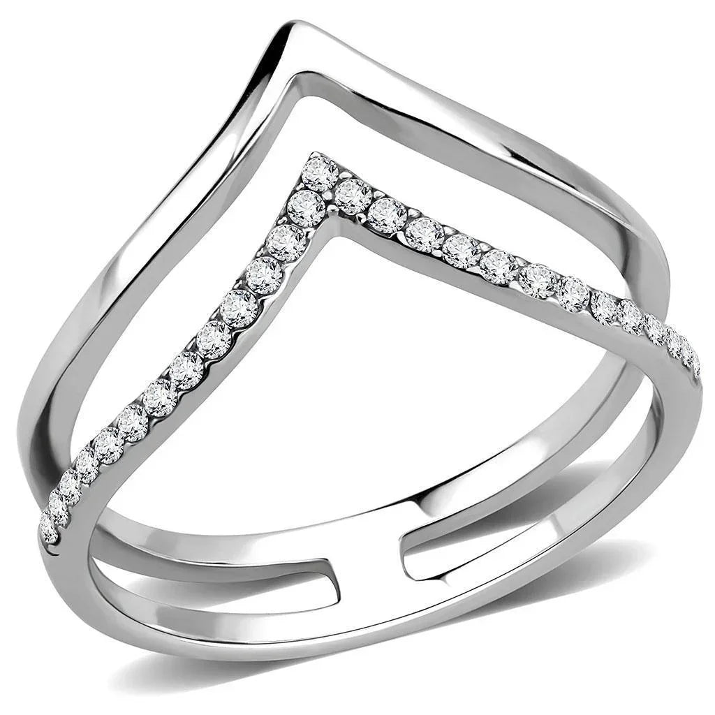 Silver Rings for Women 316L Stainless Steel DA308 - AAA Grade Cubic Zirconia in Clear - Jewelry Store by Erik Rayo