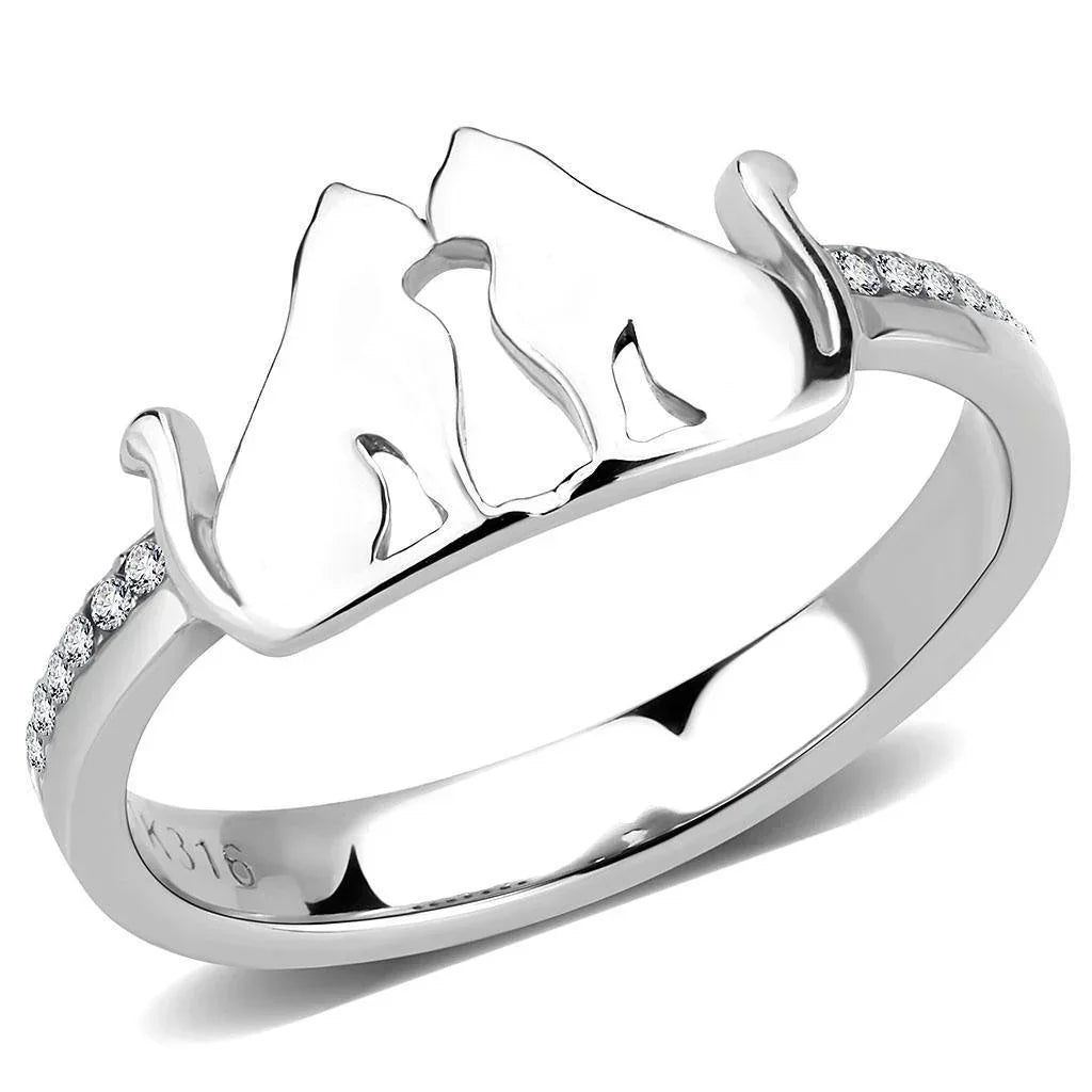 Silver Rings for Women 316L Stainless Steel DA309 - AAA Grade Cubic Zirconia in Clear - Jewelry Store by Erik Rayo