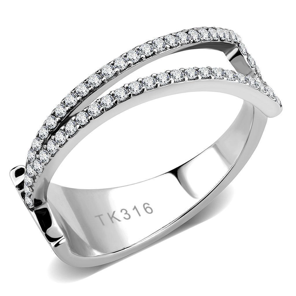 Silver Rings for Women 316L Stainless Steel DA310 - AAA Grade Cubic Zirconia in Clear - Jewelry Store by Erik Rayo