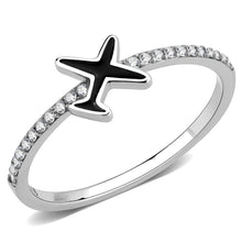 Load image into Gallery viewer, Silver Rings for Women 316L Stainless Steel DA311 - Epoxy in Jet
