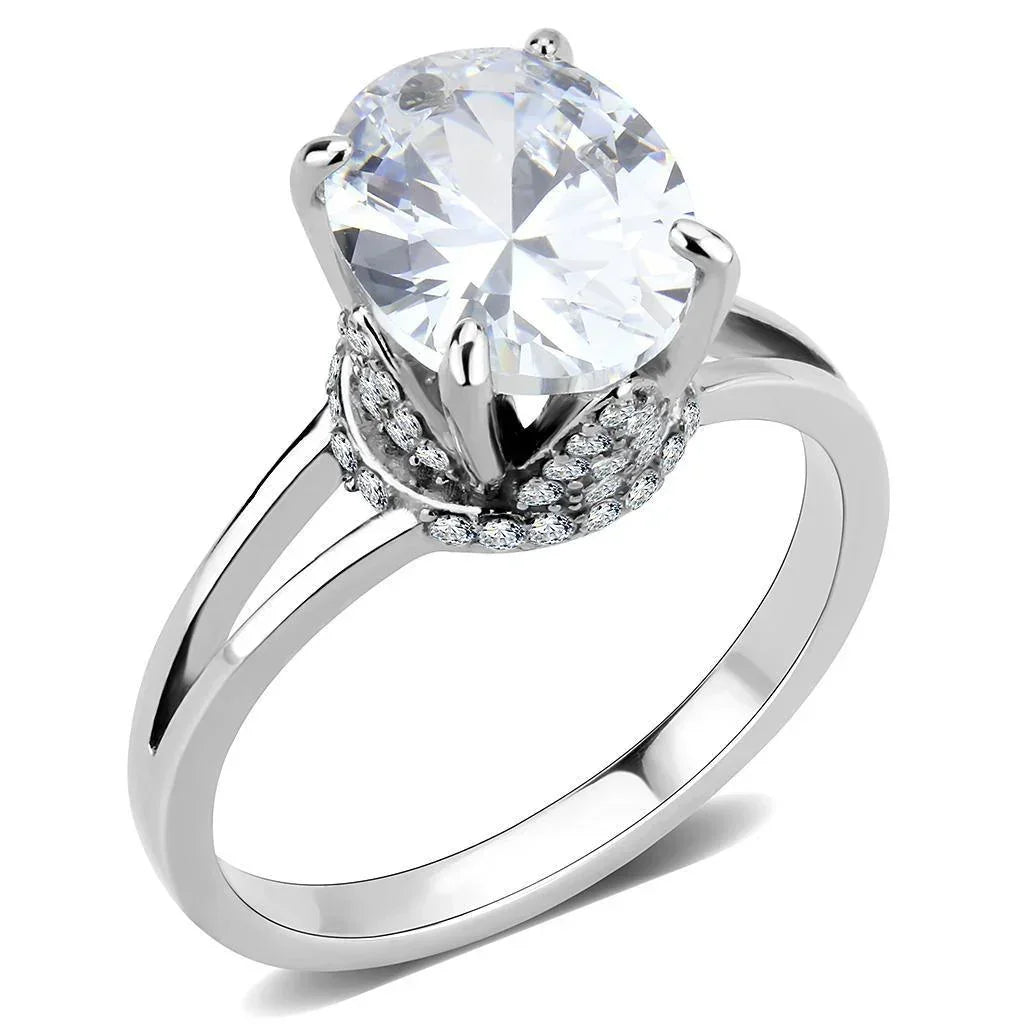 Silver Rings for Women 316L Stainless Steel DA314 - AAA Grade Cubic Zirconia in Clear - Jewelry Store by Erik Rayo