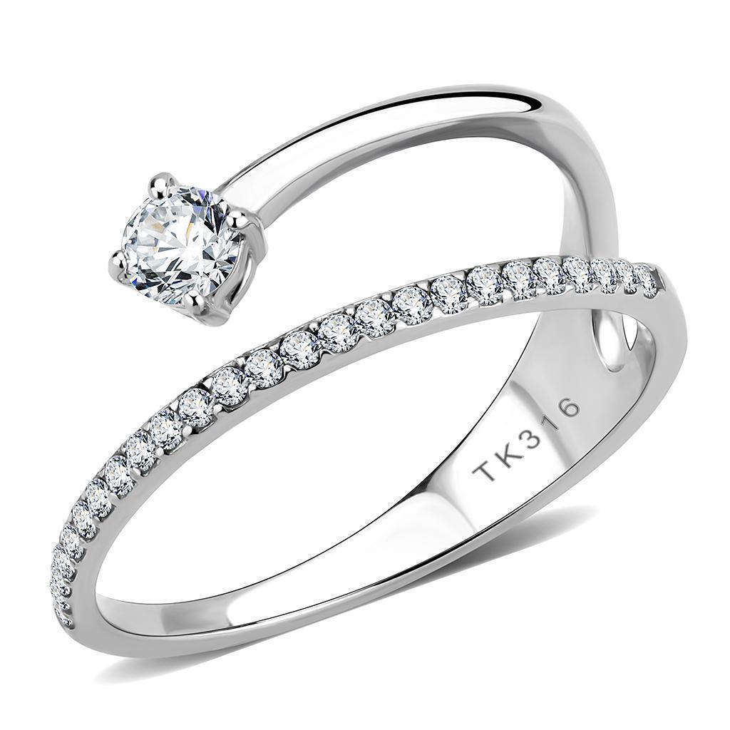 Silver Rings for Women 316L Stainless Steel DA316 - AAA Grade Cubic Zirconia in Clear - Jewelry Store by Erik Rayo