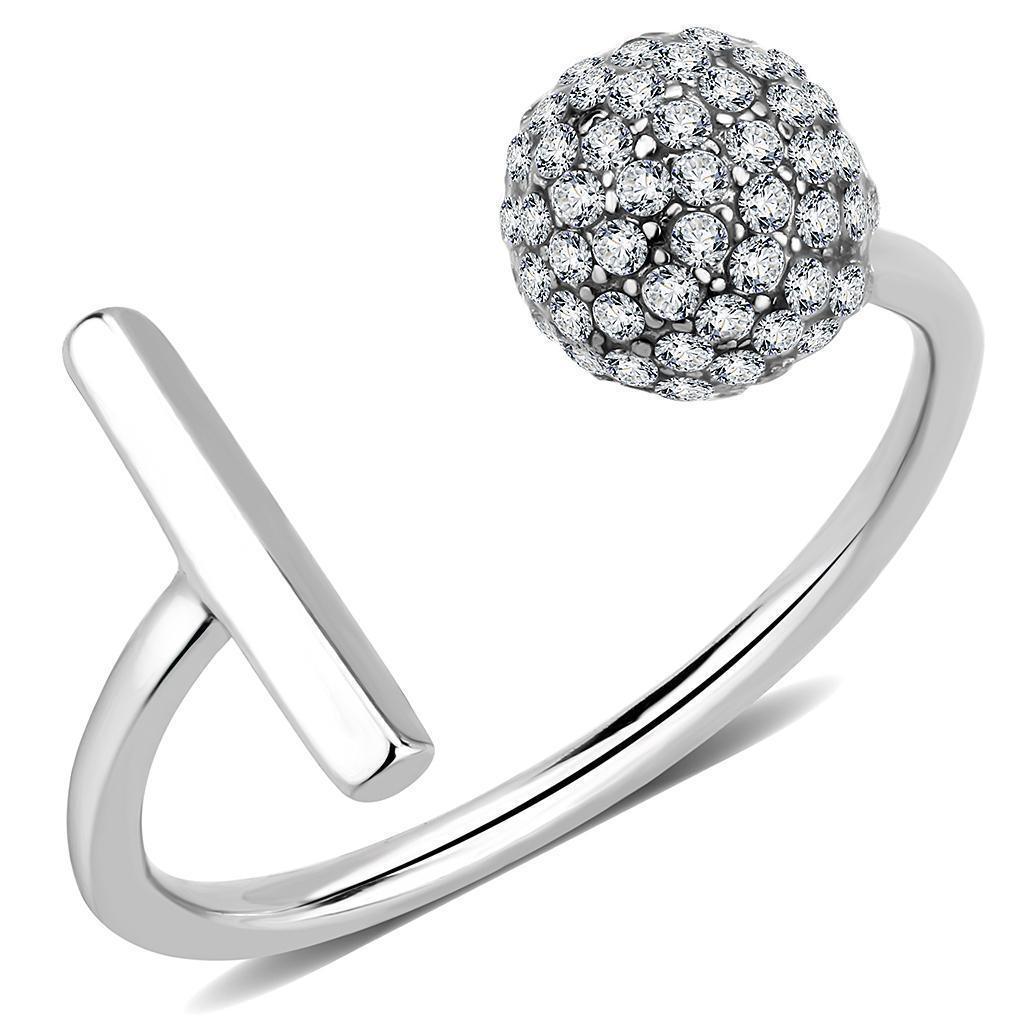 Silver Rings for Women 316L Stainless Steel DA318 - AAA Grade Cubic Zirconia in Clear - Jewelry Store by Erik Rayo
