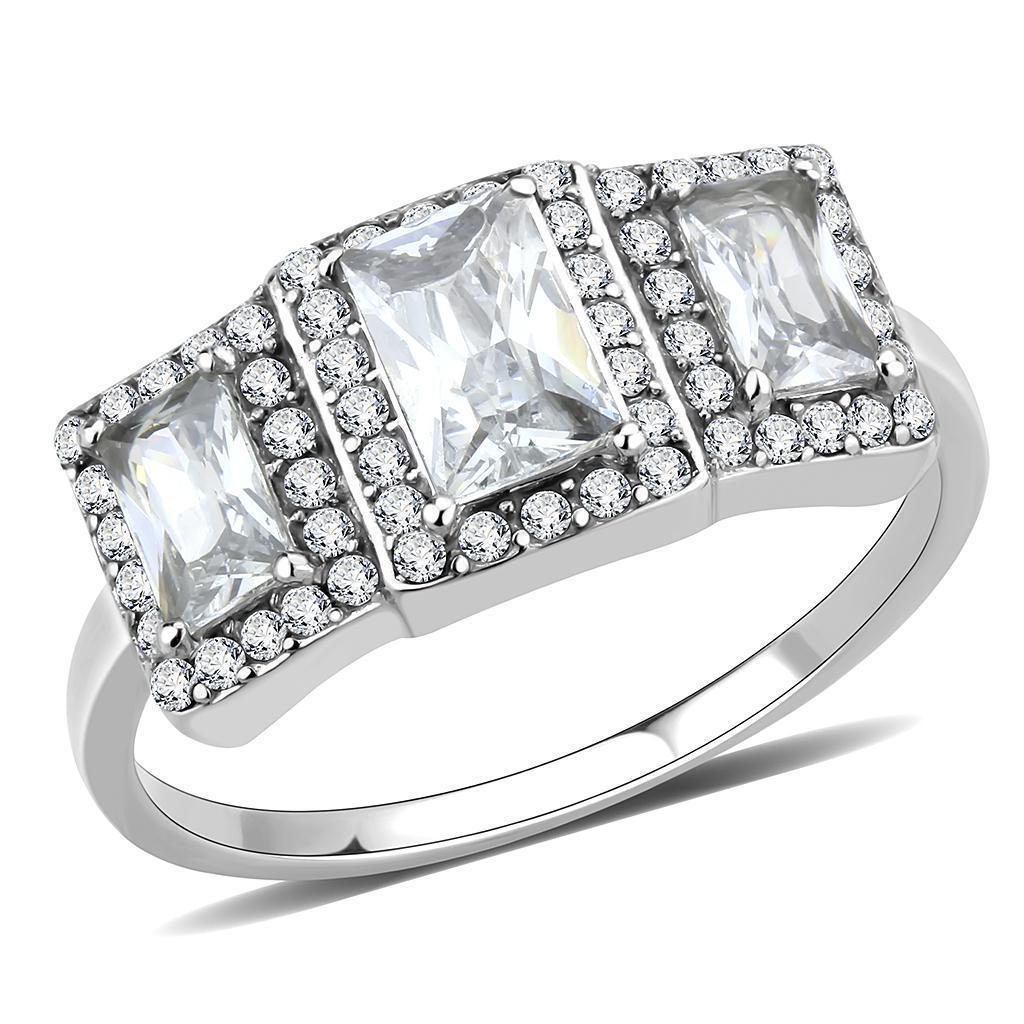 Silver Rings for Women 316L Stainless Steel DA322 - AAA Grade Cubic Zirconia in Clear - Jewelry Store by Erik Rayo