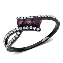 Load image into Gallery viewer, Black Rings for Women 316L Stainless Steel DA324 - AAA Grade Cubic Zirconia in Fuchsia
