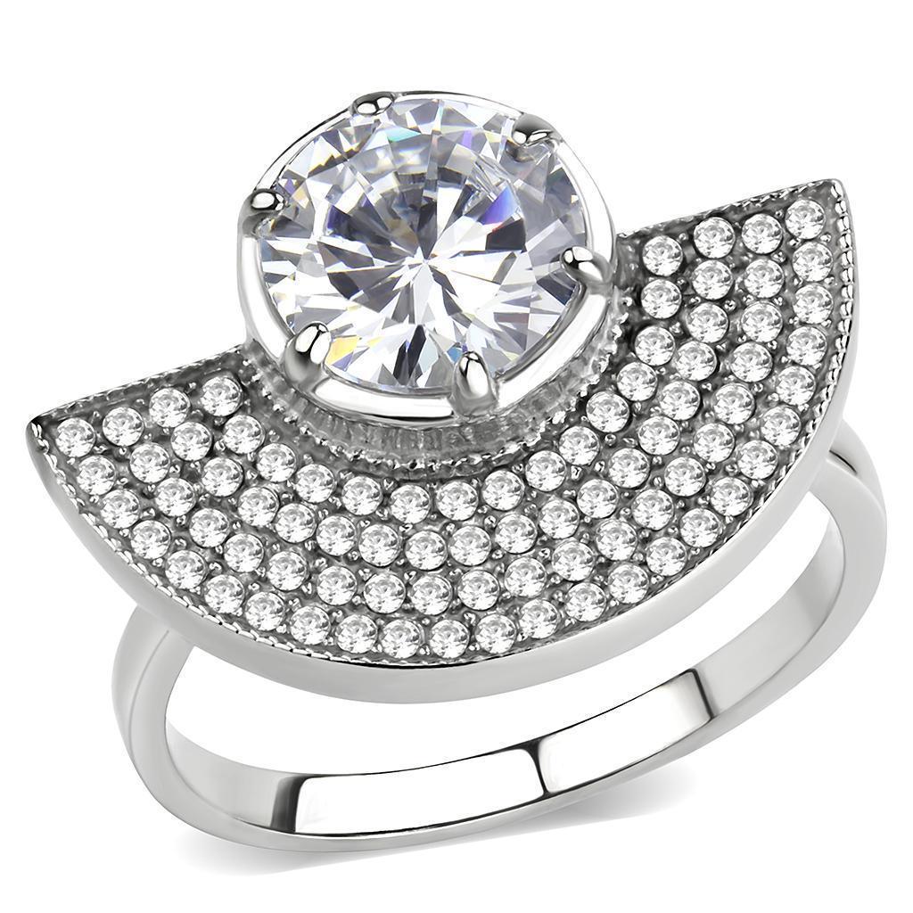 Silver Rings for Women 316L Stainless Steel DA336 - AAA Grade Cubic Zirconia in Clear - Jewelry Store by Erik Rayo