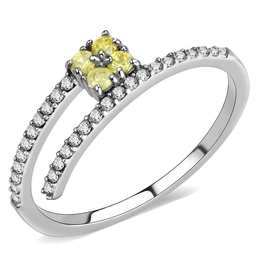 Silver Rings for Women 316L Stainless Steel DA338 - AAA Grade Cubic Zirconia in Topaz - Jewelry Store by Erik Rayo
