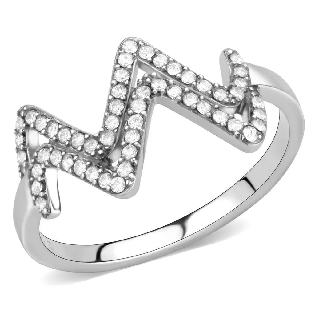 Silver Rings for Women 316L Stainless Steel DA339 - AAA Grade Cubic Zirconia in Clear - Jewelry Store by Erik Rayo