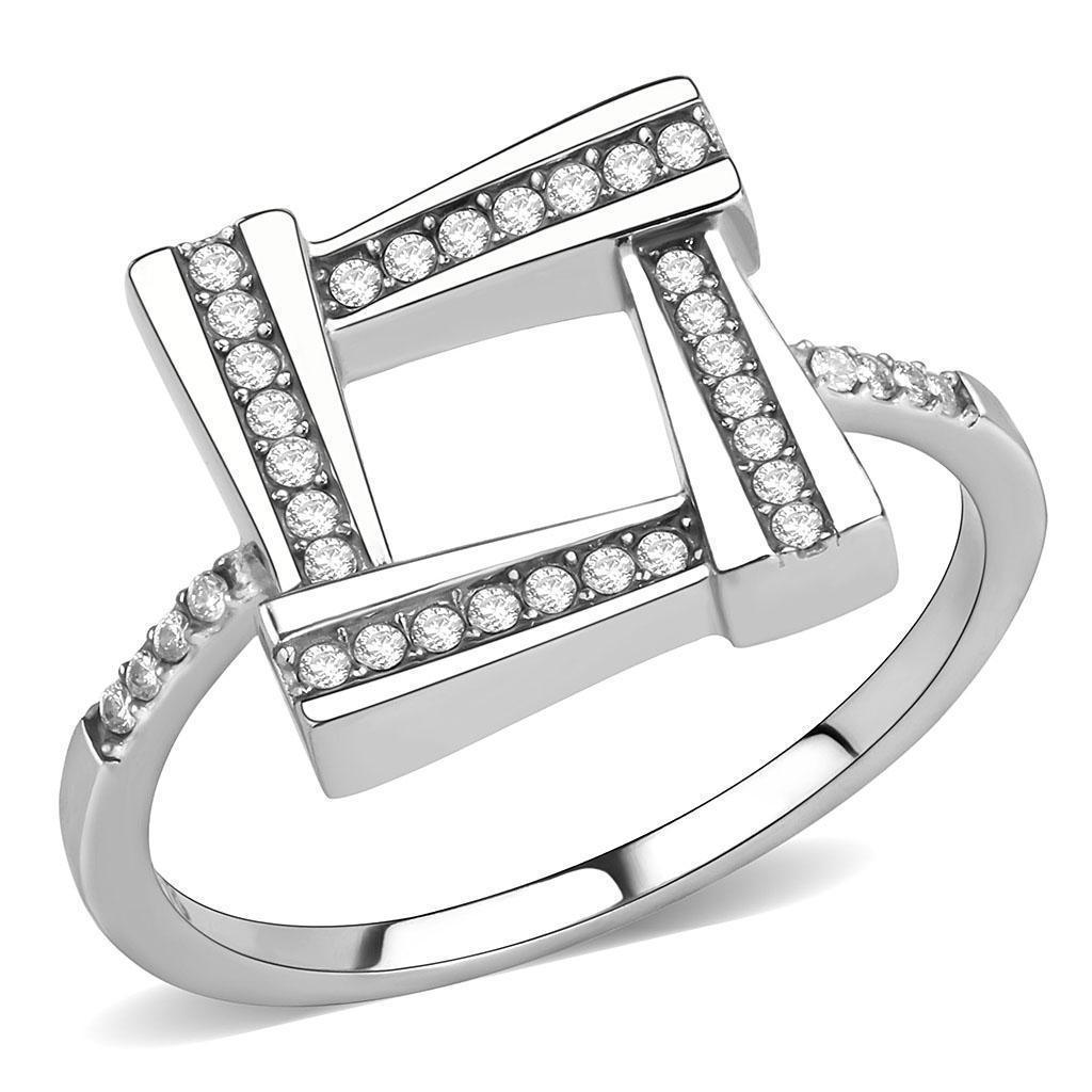 Silver Rings for Women 316L Stainless Steel DA341 - AAA Grade Cubic Zirconia in Clear - Jewelry Store by Erik Rayo