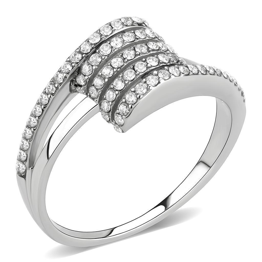 Silver Rings for Women 316L Stainless Steel DA342 - AAA Grade Cubic Zirconia in Clear - Jewelry Store by Erik Rayo