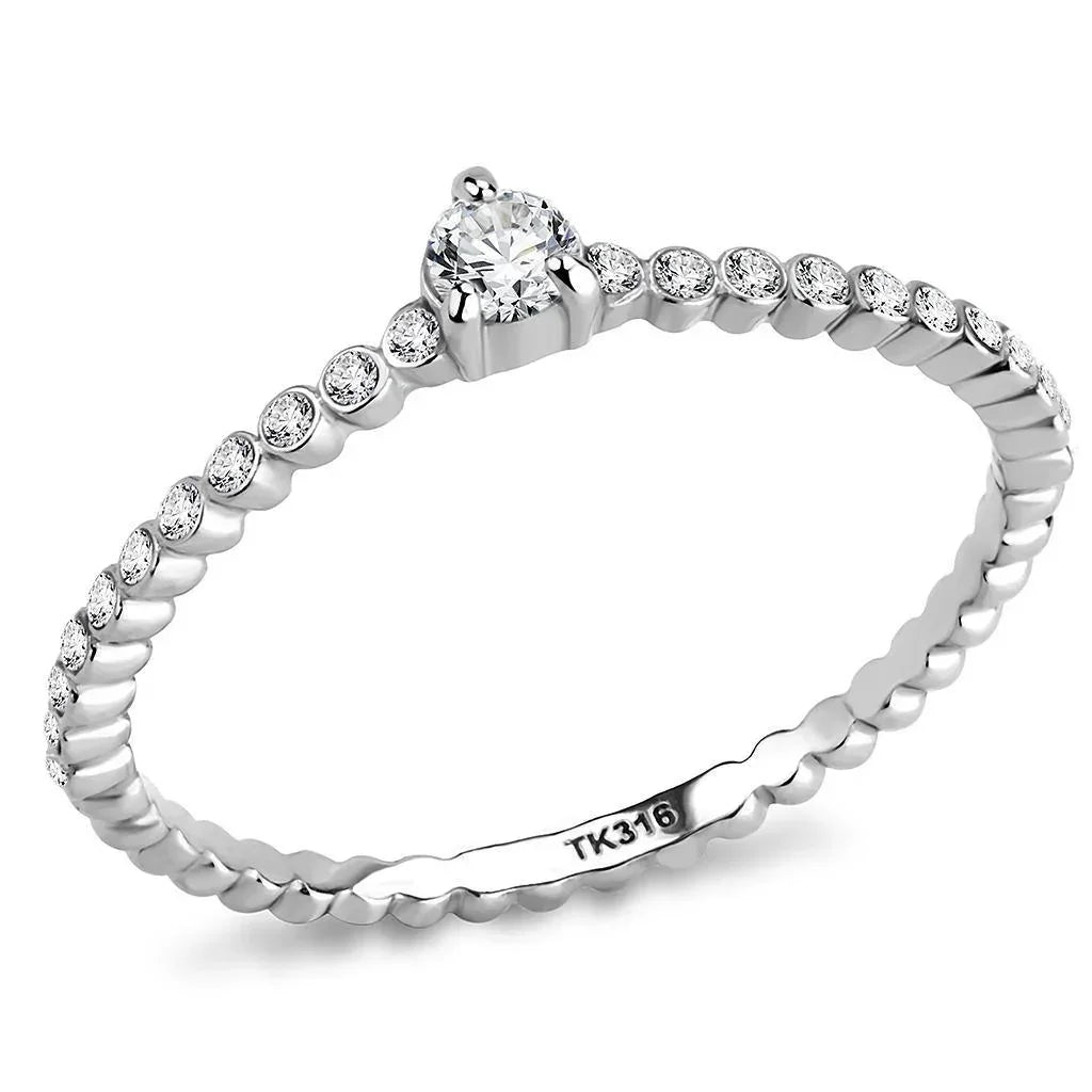 Silver Rings for Women 316L Stainless Steel DA343 - AAA Grade Cubic Zirconia in Clear - Jewelry Store by Erik Rayo