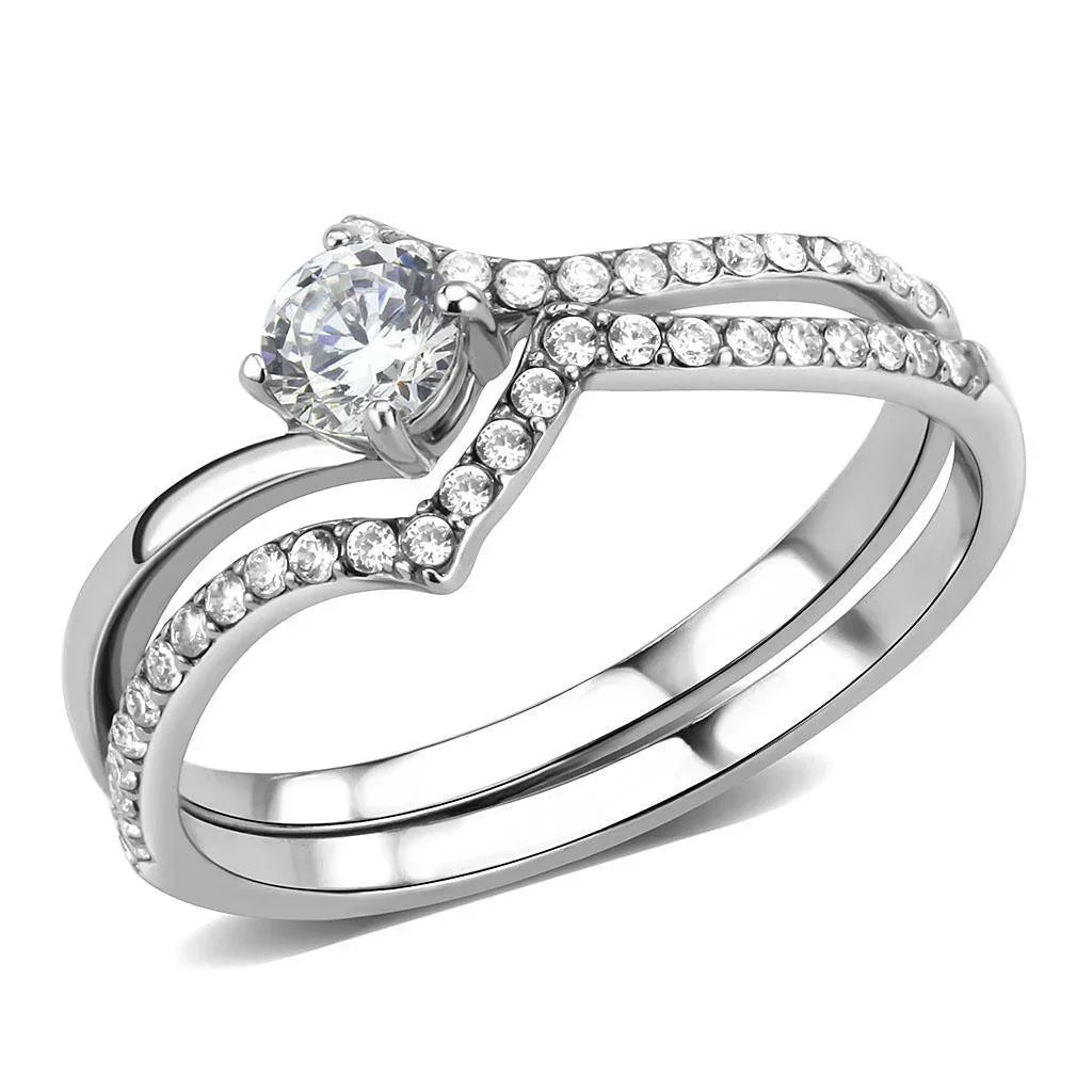 Silver Rings for Women 316L Stainless Steel DA350 - AAA Grade Cubic Zirconia in Clear - Jewelry Store by Erik Rayo