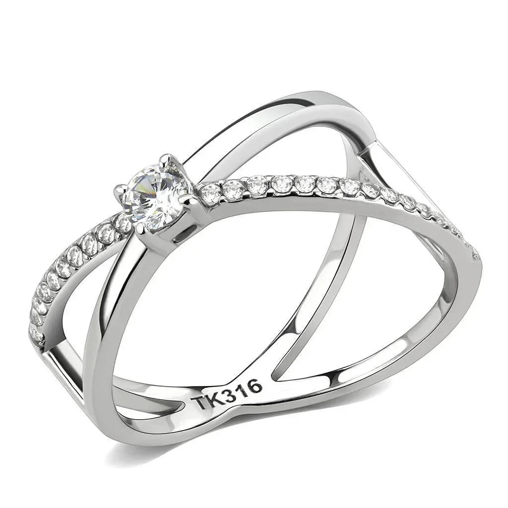 Silver Rings for Women 316L Stainless Steel DA351 - AAA Grade Cubic Zirconia in Clear - Jewelry Store by Erik Rayo