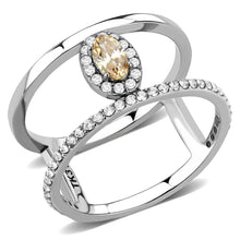 Load image into Gallery viewer, Silver Rings for Women 316L Stainless Steel DA352 - AAA Grade Cubic Zirconia in Champagne
