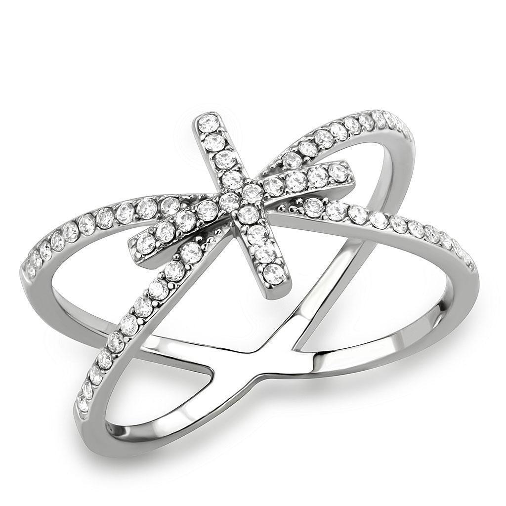 Silver Rings for Women 316L Stainless Steel DA353 - AAA Grade Cubic Zirconia in Clear - Jewelry Store by Erik Rayo