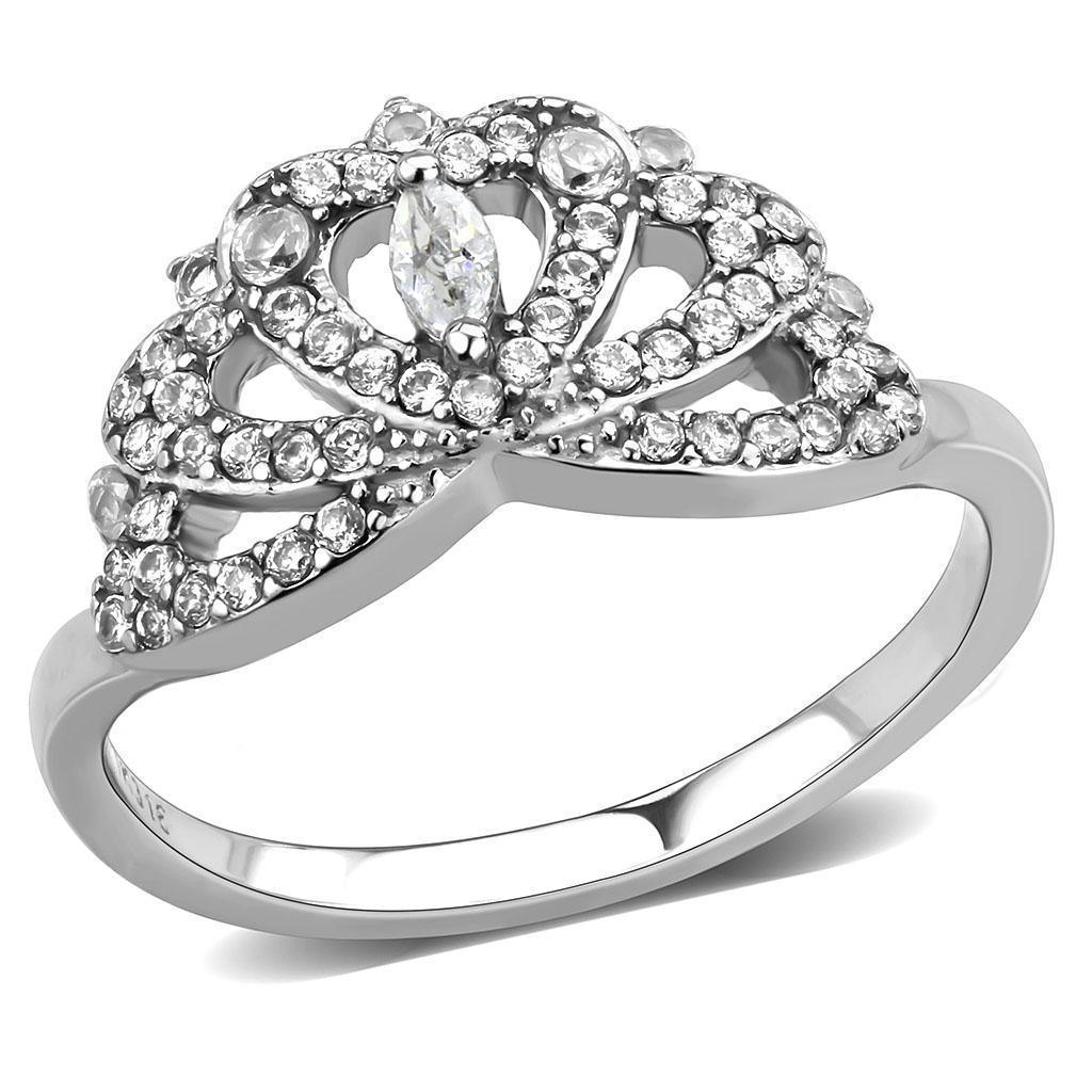 Silver Rings for Women 316L Stainless Steel DA354 - AAA Grade Cubic Zirconia in Clear - Jewelry Store by Erik Rayo