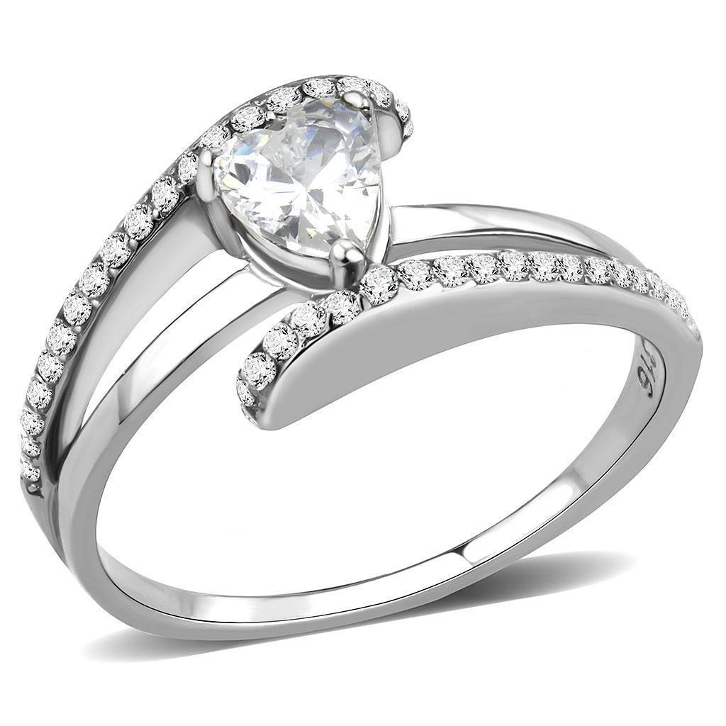 Silver Rings for Women 316L Stainless Steel DA355 - AAA Grade Cubic Zirconia in Clear - Jewelry Store by Erik Rayo