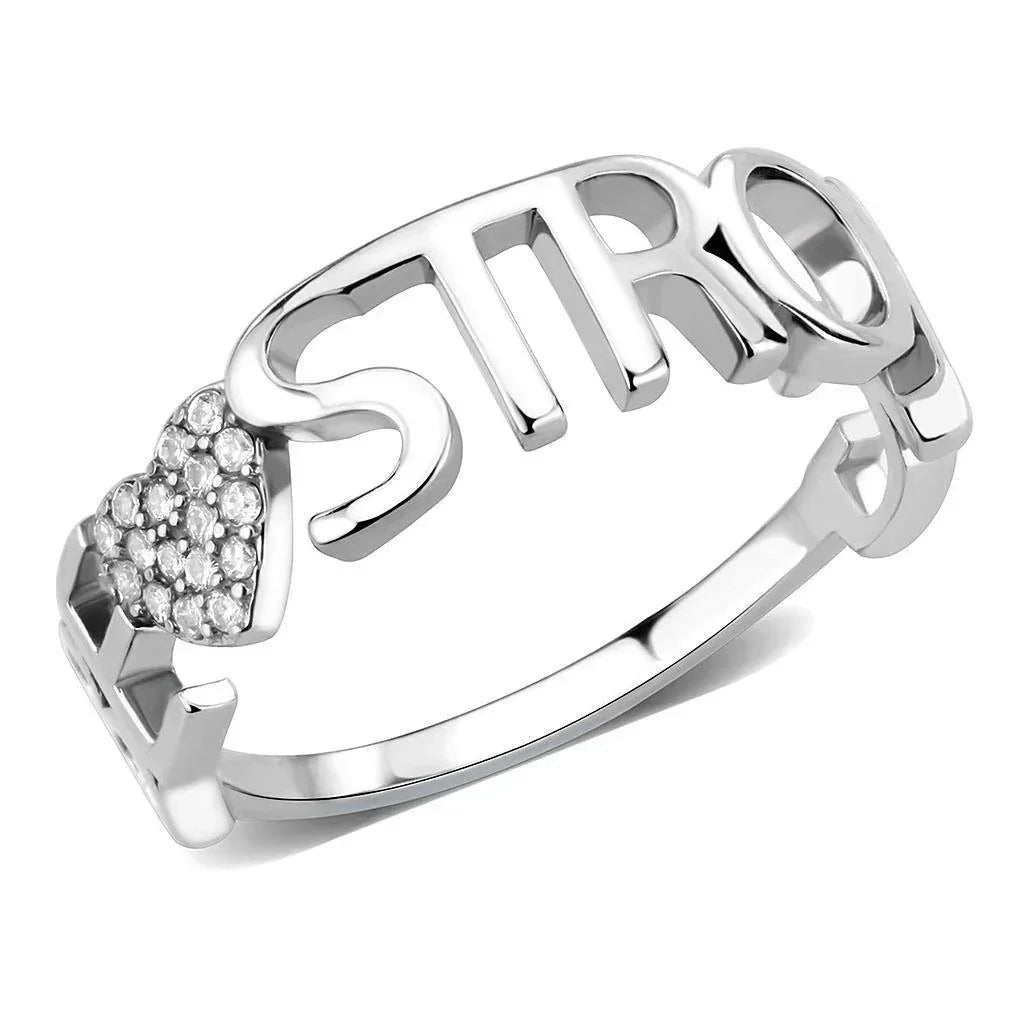 Silver Rings for Women 316L Stainless Steel DA356 - AAA Grade Cubic Zirconia in Clear - Jewelry Store by Erik Rayo