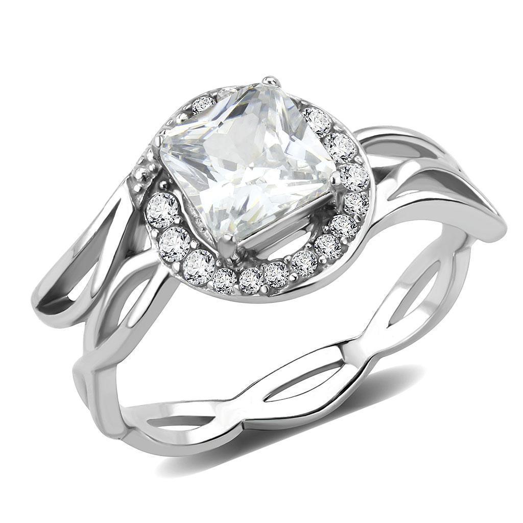 Silver Rings for Women 316L Stainless Steel DA357 - AAA Grade Cubic Zirconia in Clear - Jewelry Store by Erik Rayo