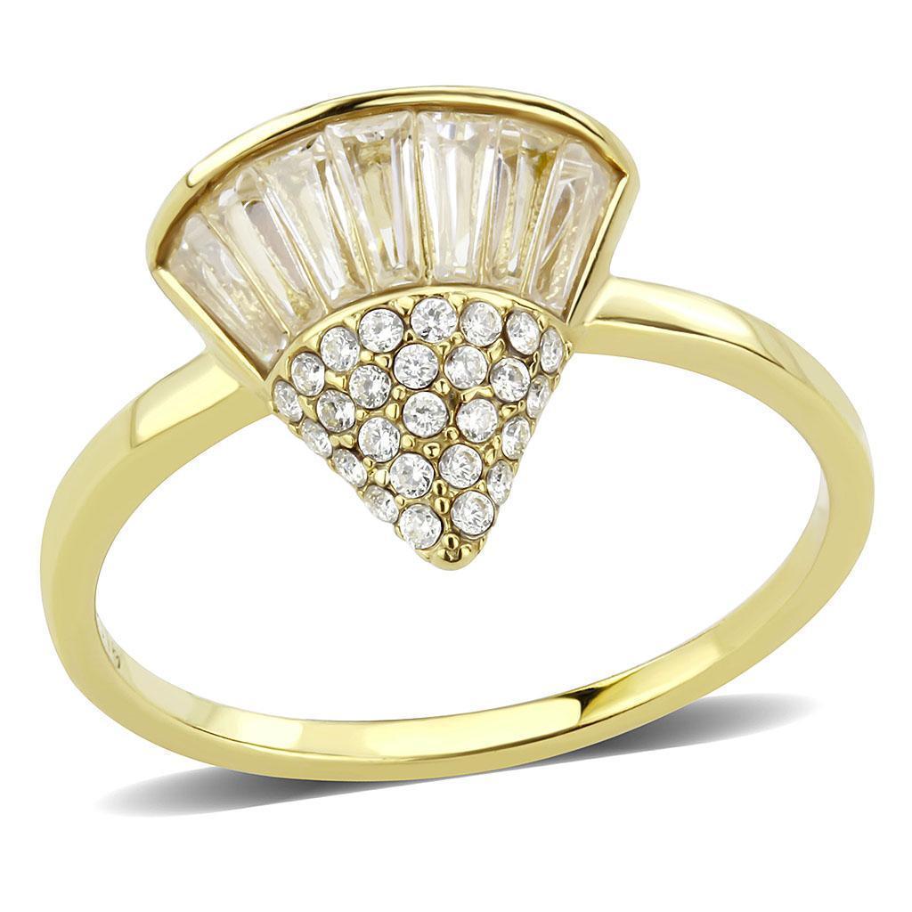 Gold Rings for Women 316L Stainless Steel DA359 - AAA Grade Cubic Zirconia in Clear - Jewelry Store by Erik Rayo