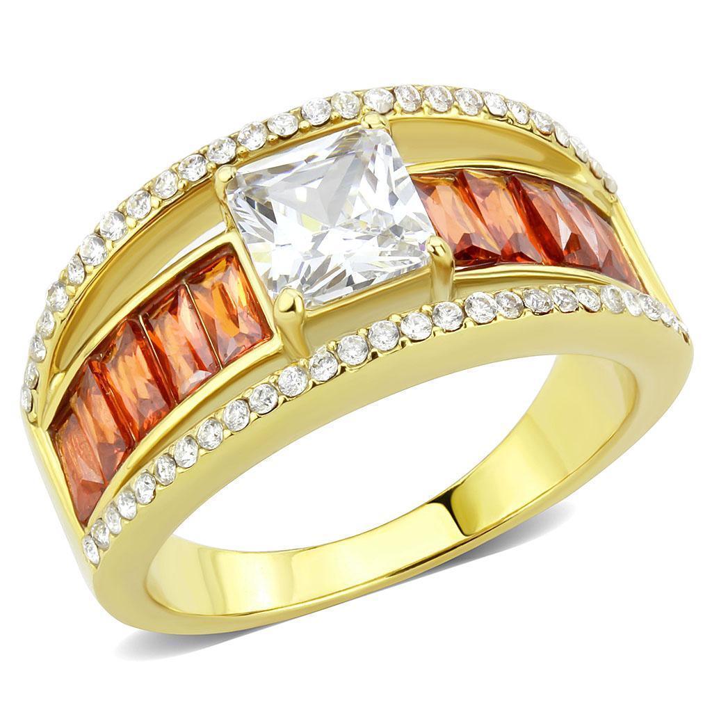 Gold Rings for Women 316L Stainless Steel DA360 - AAA Grade Cubic Zirconia in Garnet - Jewelry Store by Erik Rayo