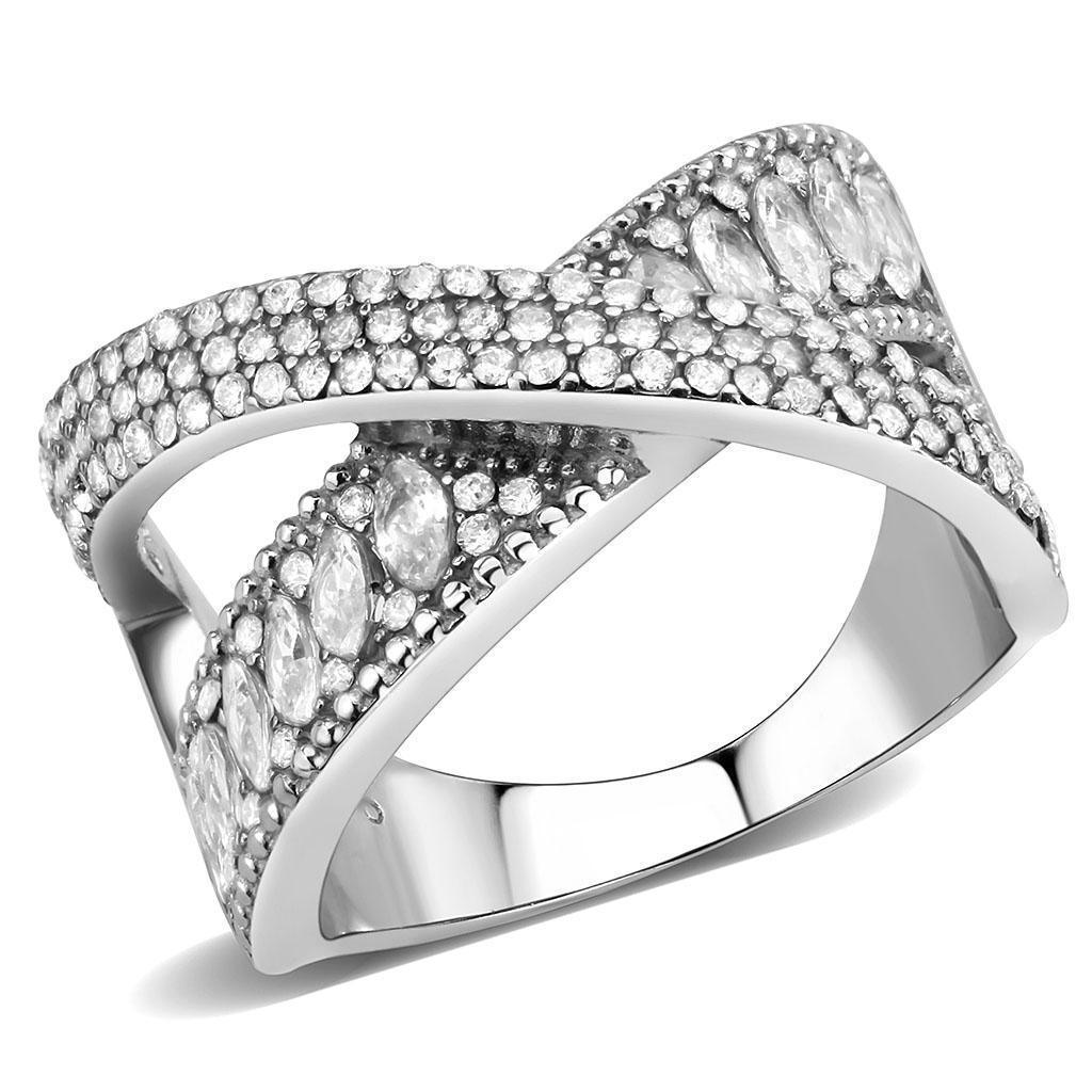 Silver Rings for Women 316L Stainless Steel DA361 - AAA Grade Cubic Zirconia in Clear - Jewelry Store by Erik Rayo