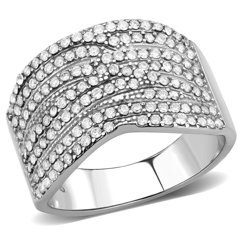 Silver Rings for Women 316L Stainless Steel DA362 - AAA Grade Cubic Zirconia in Clear - Jewelry Store by Erik Rayo