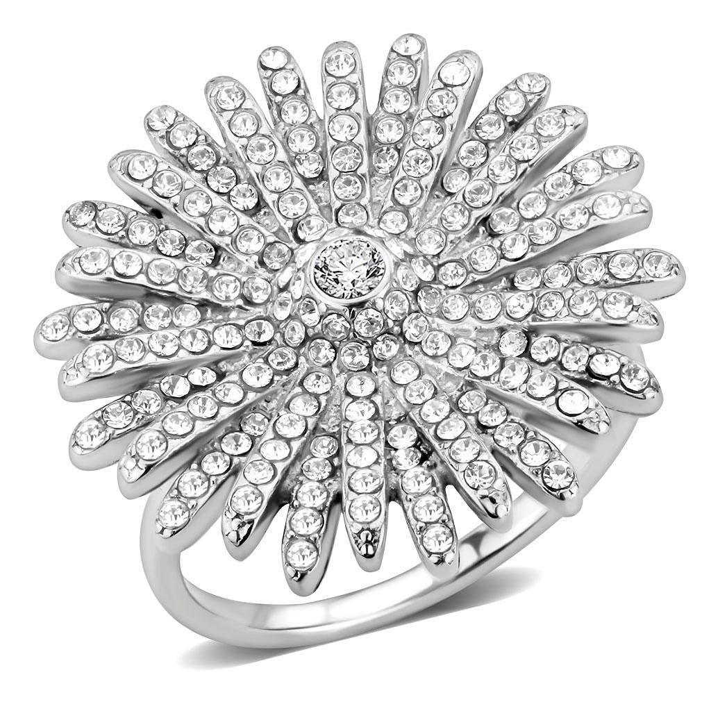 Silver Rings for Women 316L Stainless Steel DA364 - AAA Grade Cubic Zirconia in Clear - Jewelry Store by Erik Rayo