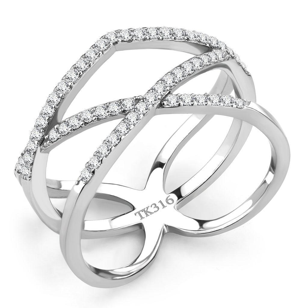 Silver Rings for Women 316L Stainless Steel DA381 - AAA Grade Cubic Zirconia in Clear - Jewelry Store by Erik Rayo