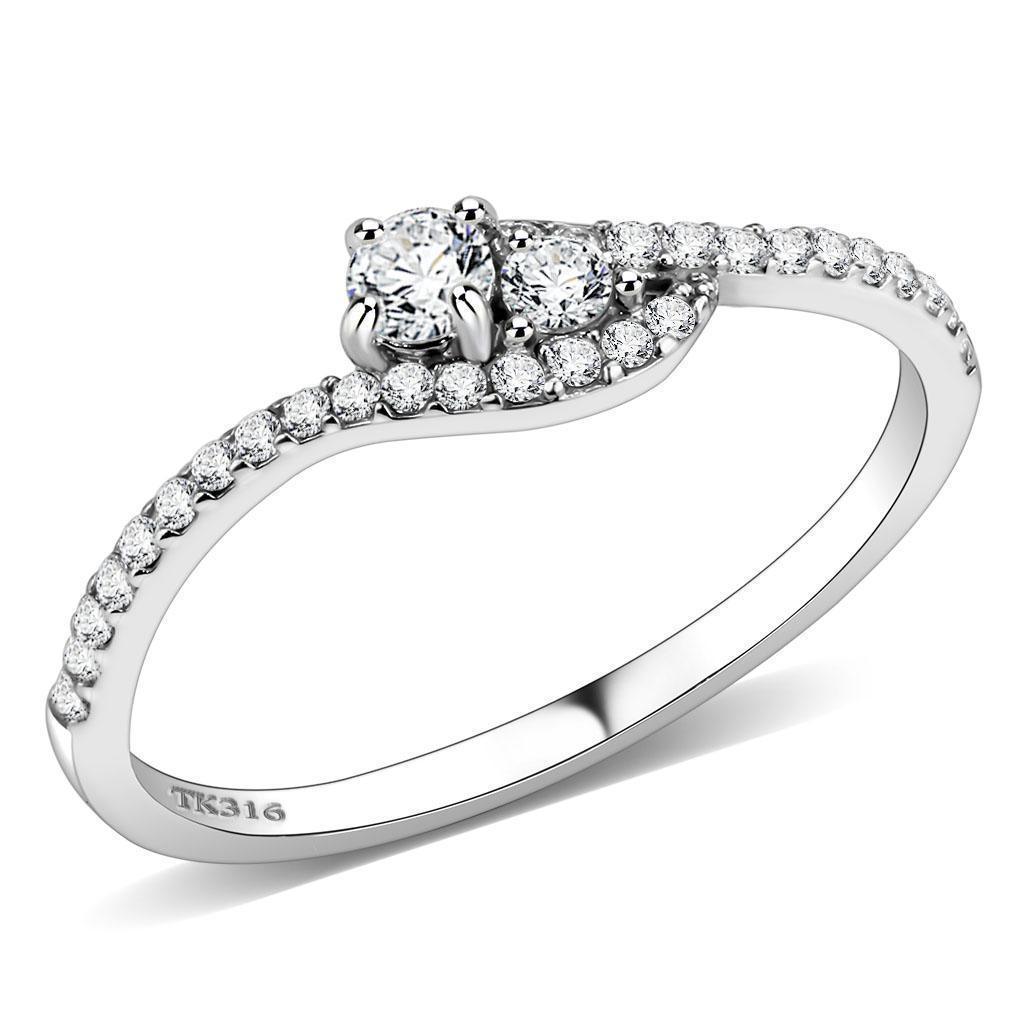 Silver Rings for Women 316L Stainless Steel DA382 - AAA Grade Cubic Zirconia in Clear - Jewelry Store by Erik Rayo