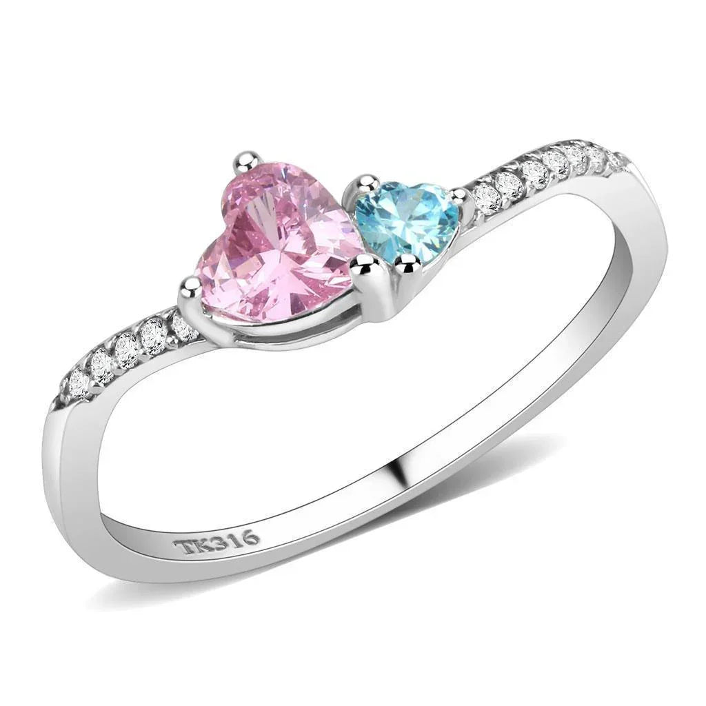 Silver Rings for Women 316L Stainless Steel DA384Q - AAA Grade Cubic Zirconia in Multi Color - Jewelry Store by Erik Rayo