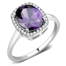 Load image into Gallery viewer, Silver Rings for Women 316L Stainless Steel DA385 - AAA Grade Cubic Zirconia in Amethyst
