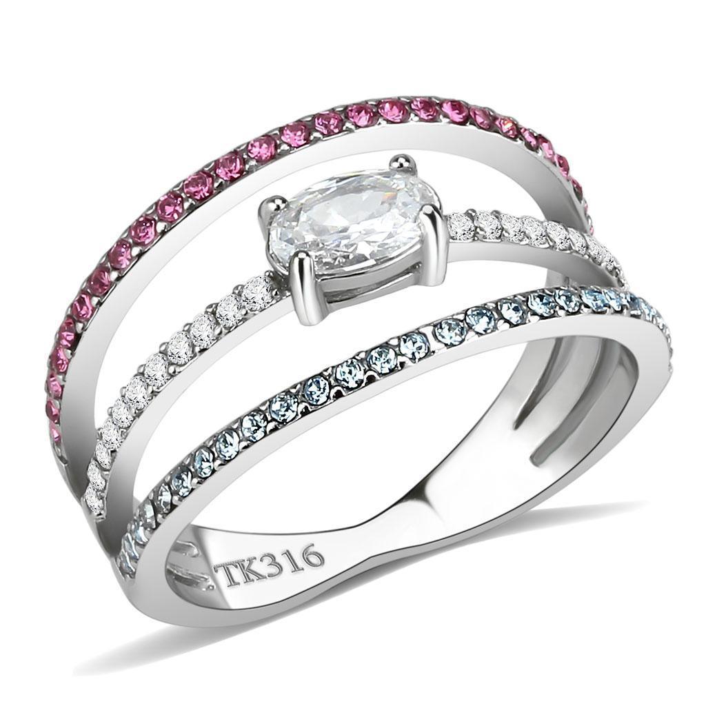 Silver Rings for Women 316L Stainless Steel DA386 - AAA Grade Cubic Zirconia in Multi Color - Jewelry Store by Erik Rayo