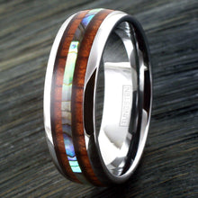 Load image into Gallery viewer, Mens Wedding Band Rings for Men and Women Hawaiian Koa Wood and Abalone
