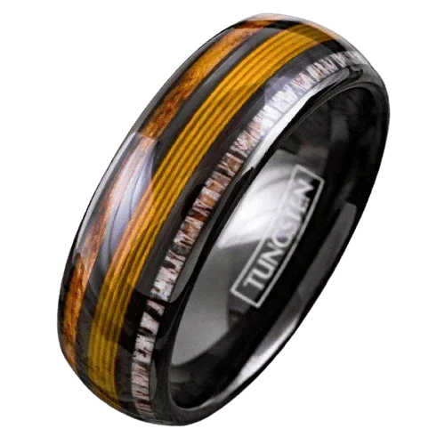 Men's Wedding Band Rings - Gold Fishing Line Whiskey Barrel Deer Antler - Wedding Rings for Men and Women - Jewelry Store by Erik Rayo