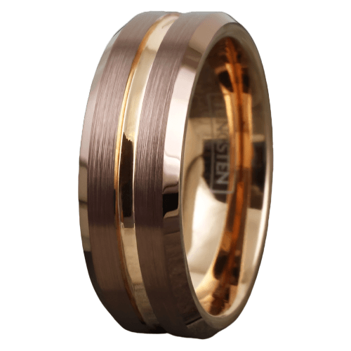 Men's Wedding Band Rings - Rose Gold Bronze-Brown - Wedding Rings for Men and Women