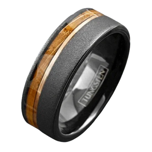 Men's Wedding Band Rings - Black Whiskey Barrel Design - Wedding Rings for Men and Women - Jewelry Store by Erik Rayo