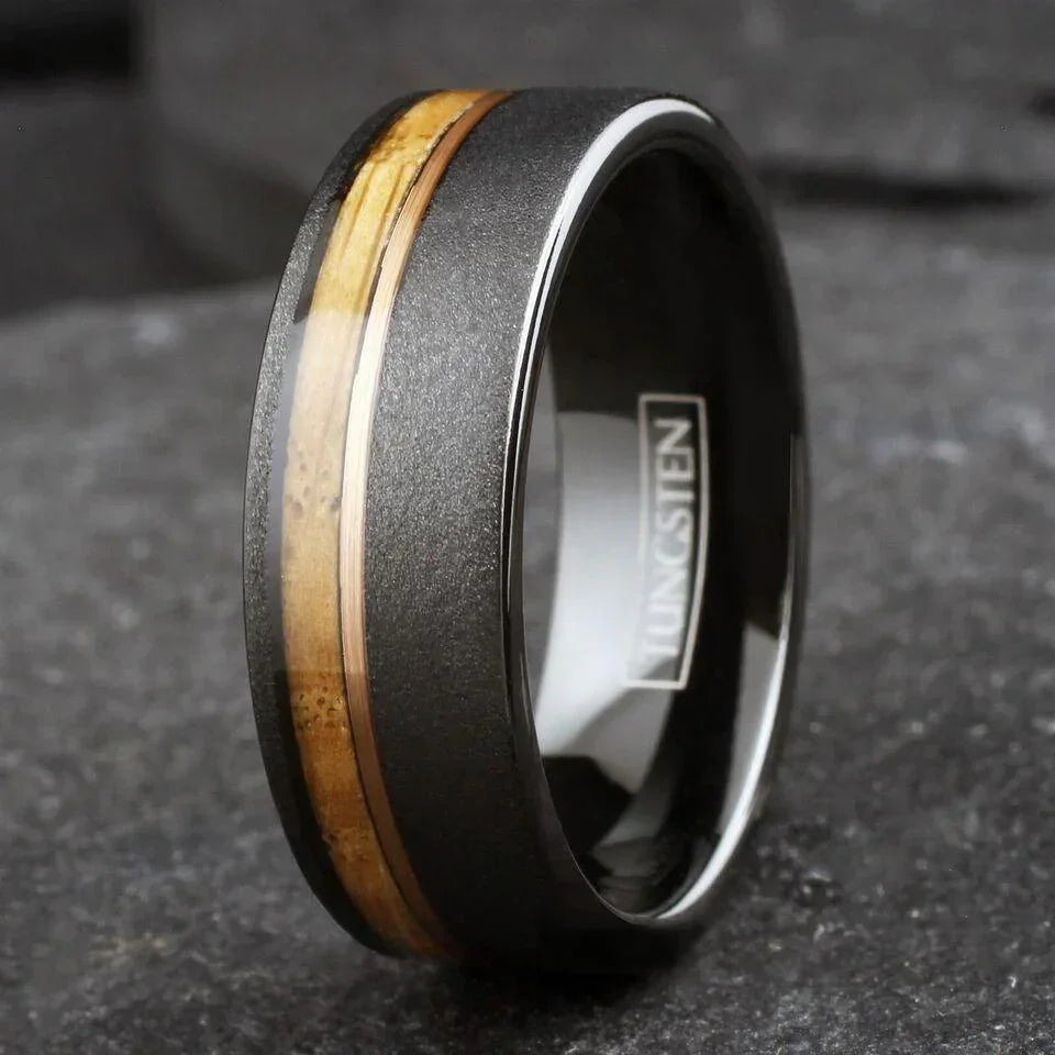Men's Wedding Band Rings - Black Whiskey Barrel Design - Wedding Rings for Men and Women - Jewelry Store by Erik Rayo