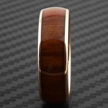 Load image into Gallery viewer, Men&#39;s Wedding Band Rings - Rose Gold &amp; Brown Wood - Wedding Rings for Men &amp; Women
