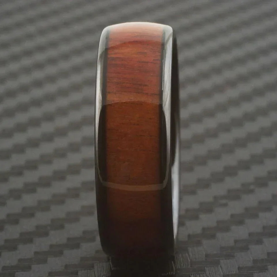 Men's Wedding Band Rings - Black Brown Wood Grain - Wedding Rings for Men and Women - Jewelry Store by Erik Rayo