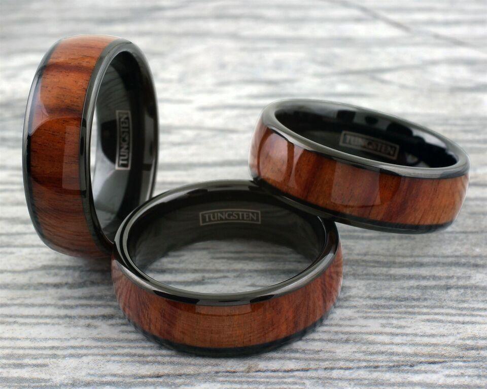 Men's Wedding Band Rings - Black Brown Wood Grain - Wedding Rings for Men and Women - Jewelry Store by Erik Rayo