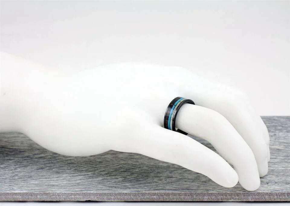 Men's Wedding Band Rings - Black Deer Antler, Turquoise, Koa Wood - Wedding Rings for Men and Women - Jewelry Store by Erik Rayo