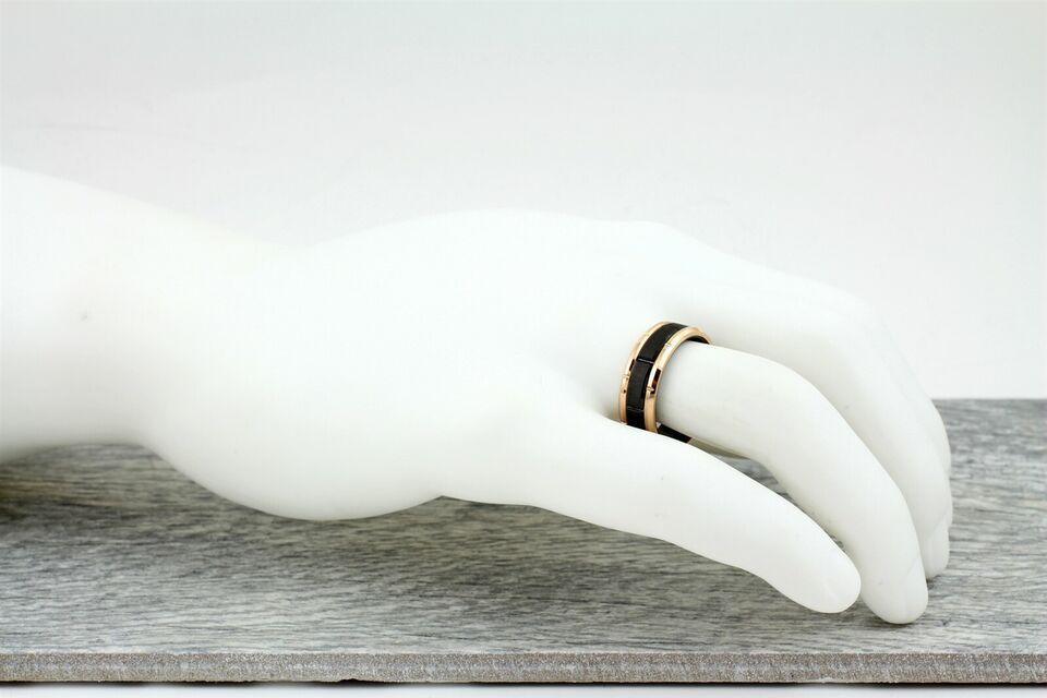 Men's Wedding Band - Black Brushed with Rose Gold Plated Edge - Grooved Design - Rings for Men and Women - Jewelry Store by Erik Rayo