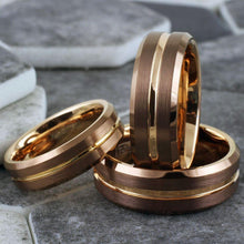 Load image into Gallery viewer, Men&#39;s Wedding Band Rings - Rose Gold Bronze-Brown - Wedding Rings for Men and Women
