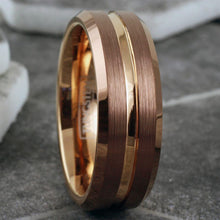 Load image into Gallery viewer, Men&#39;s Wedding Band Rings - Rose Gold Bronze-Brown - Wedding Rings for Men and Women
