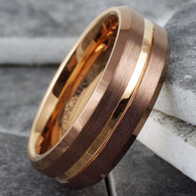 Load image into Gallery viewer, Men&#39;s Wedding Band Rings - Rose Gold Bronze-Brown - Wedding Rings for Men and Women
