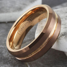 Load image into Gallery viewer, Men&#39;s Wedding Band Rings - Rose Gold Bronze-Brown - Wedding Rings for Men and Women
