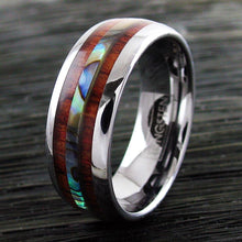 Load image into Gallery viewer, Mens Wedding Band Rings for Men and Women Hawaiian Koa Wood and Abalone
