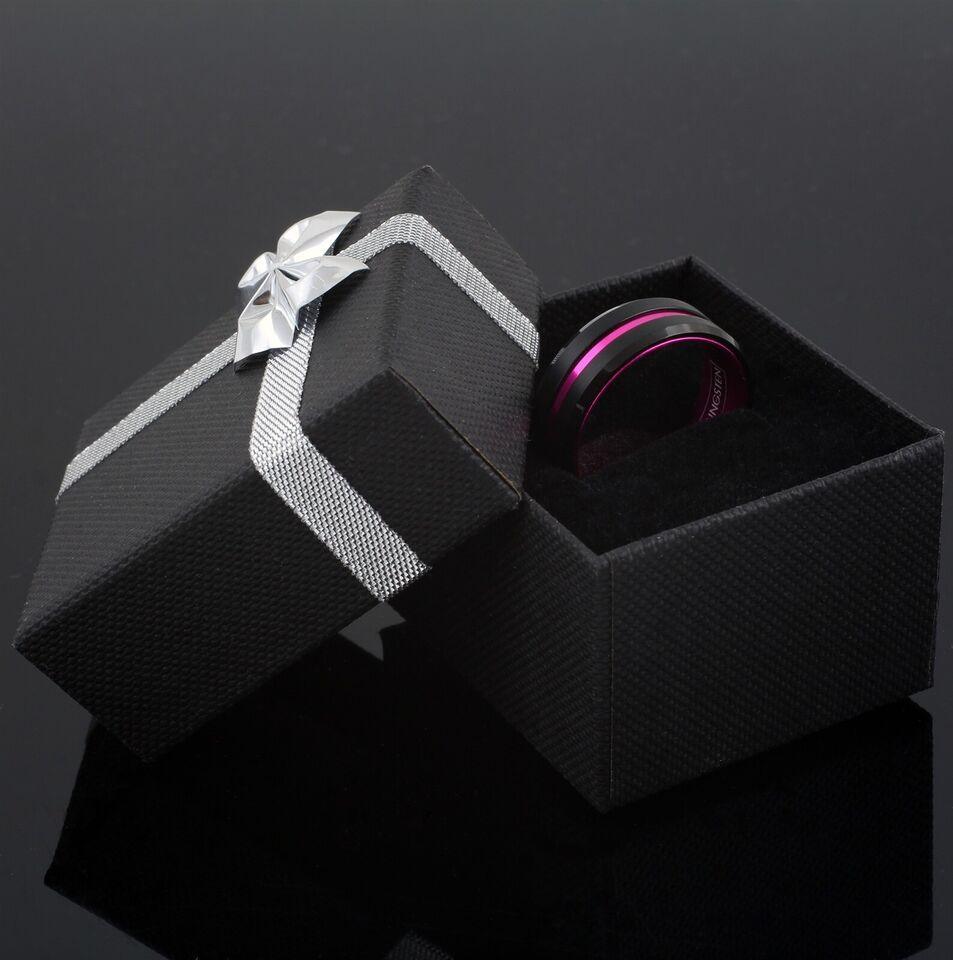 Men's Wedding Band Rings - Black Pink Line Stripe - Wedding Rings for Men and Women