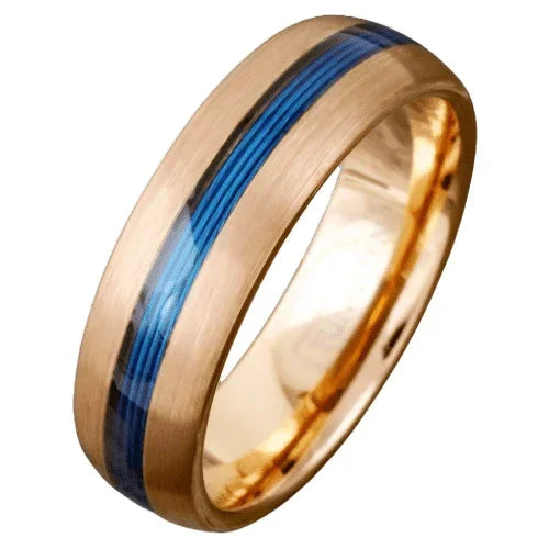 Men's Wedding Band 7mm Rose Blue Fishing Line - Rings for Men and Women - Jewelry Store by Erik Rayo